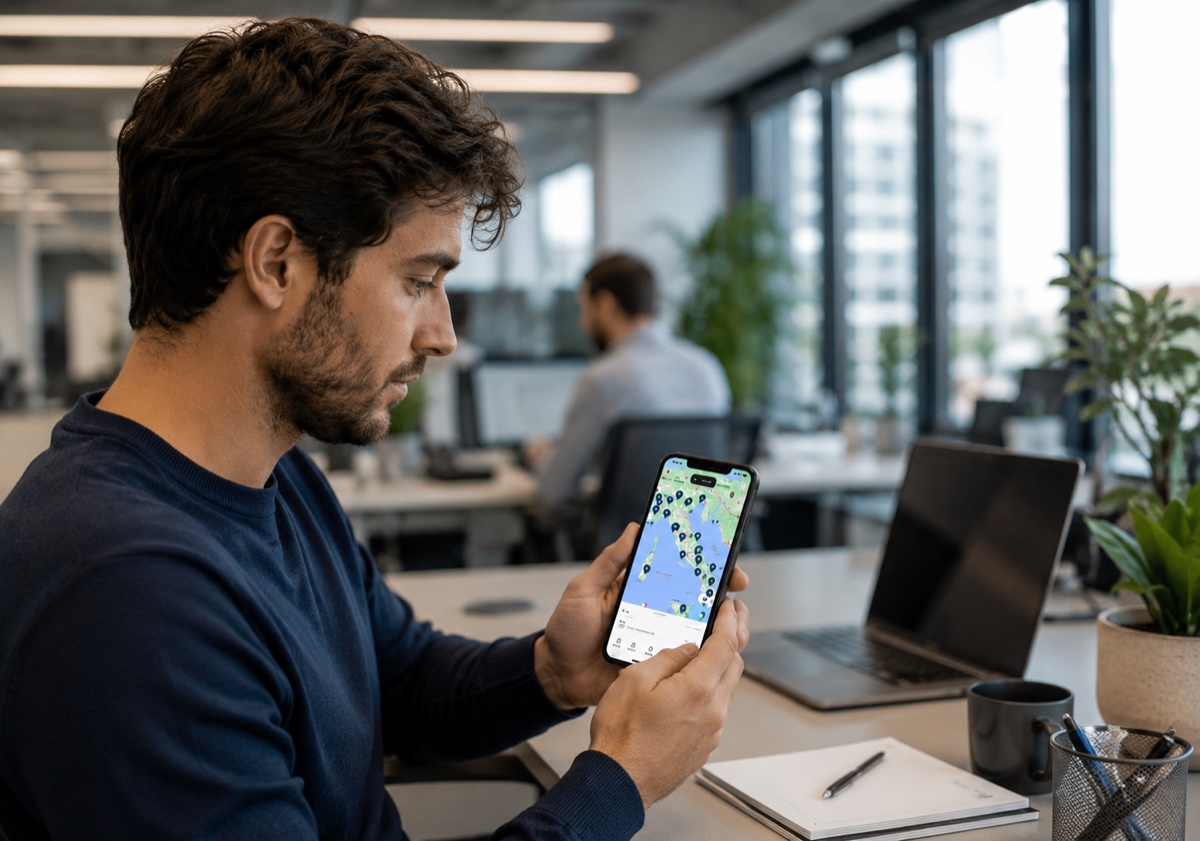 Uomo che consulta smartphone