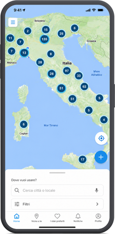Mappa degli esercizi convenzionati nell'app